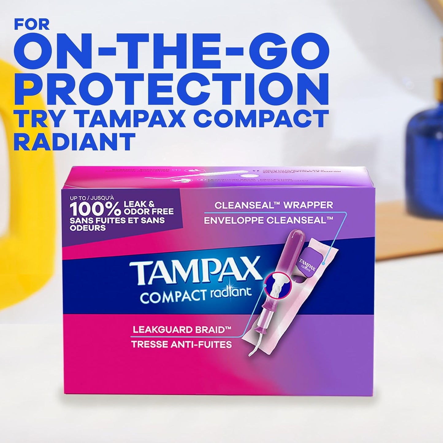 Tampax 탐팩스 라디언트 탐폰 — Flex-Foam 어플리케이터, FlexiShield 상단