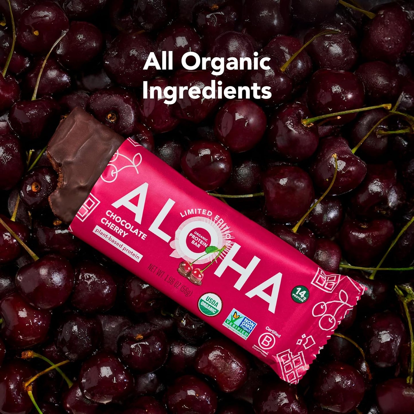 ALOHA Organic Plant-Based Protein Bar — 1.98 oz (56g) × 12 Bars