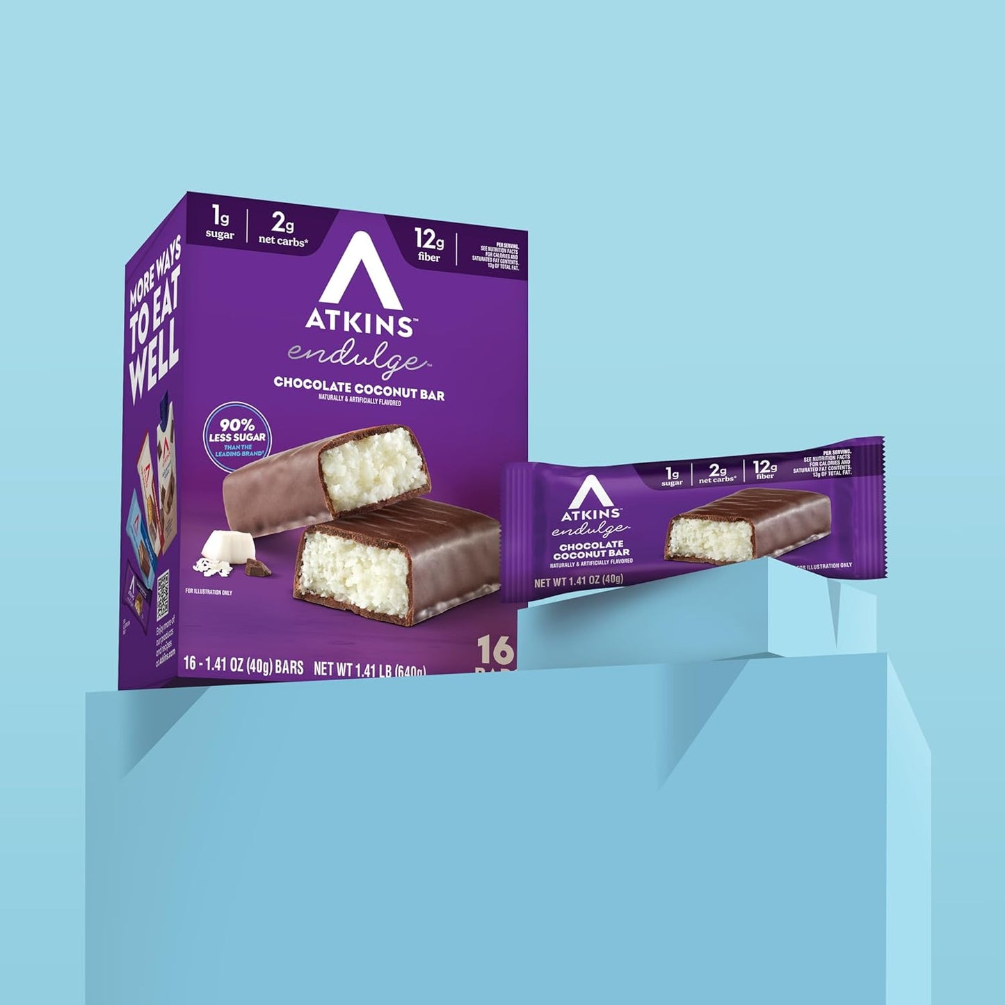 Atkins Endulge Snack Bar — Chocolate Coconut, 1.41 oz (40g) × 16 Bars