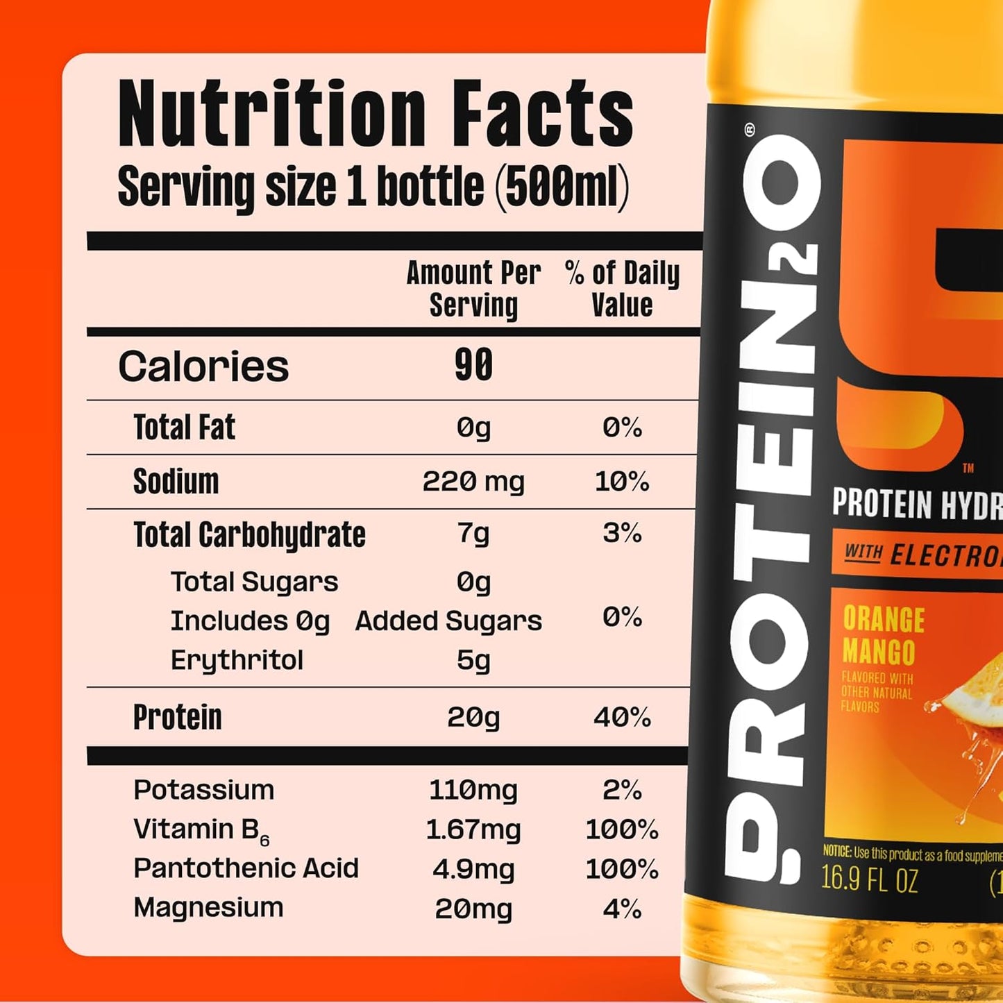 Protein2o 20g Whey Protein Infused Water — 16.9 fl oz (500mL) × 12 Bottles