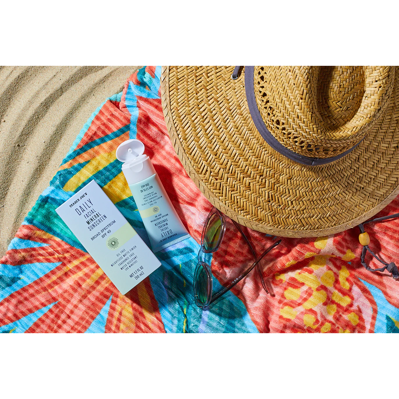 Trader Joe's 트레이더 조 데일리 페이셜 미네랄 선스크린 SPF 40 — 100% 미네랄 징크 (50 mL)
