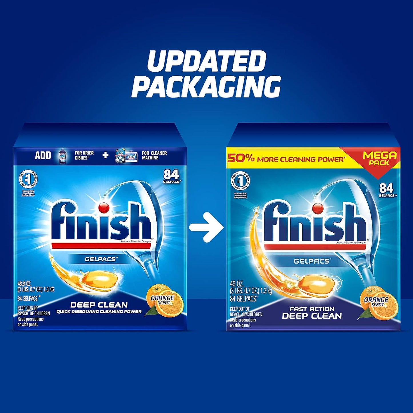 Finish Gelpacs Dishwasher Detergent Pods - Orange - 84 Pacs