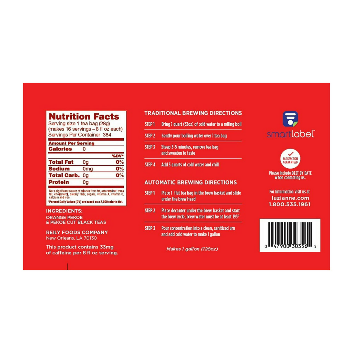 Luzianne Iced Tea Gallon-Size Tea Bags - 48 ct