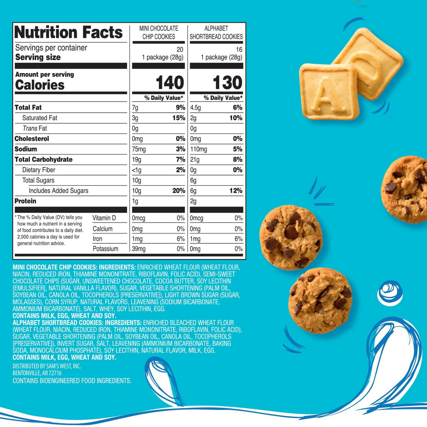 Member's Mark Mini Cookies Variety Pack - 1 oz (28g) x 36 Snack Packs