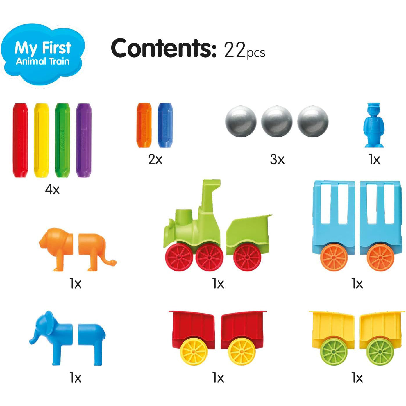SmartMax My First Animal Train Magnetic Building Set