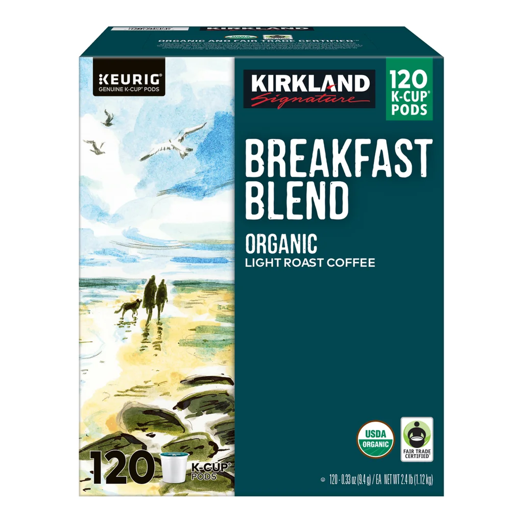 Kirkland Signature Coffee Organic Breakfast Blend K-Cup Pod - 120 K-Cup Pods