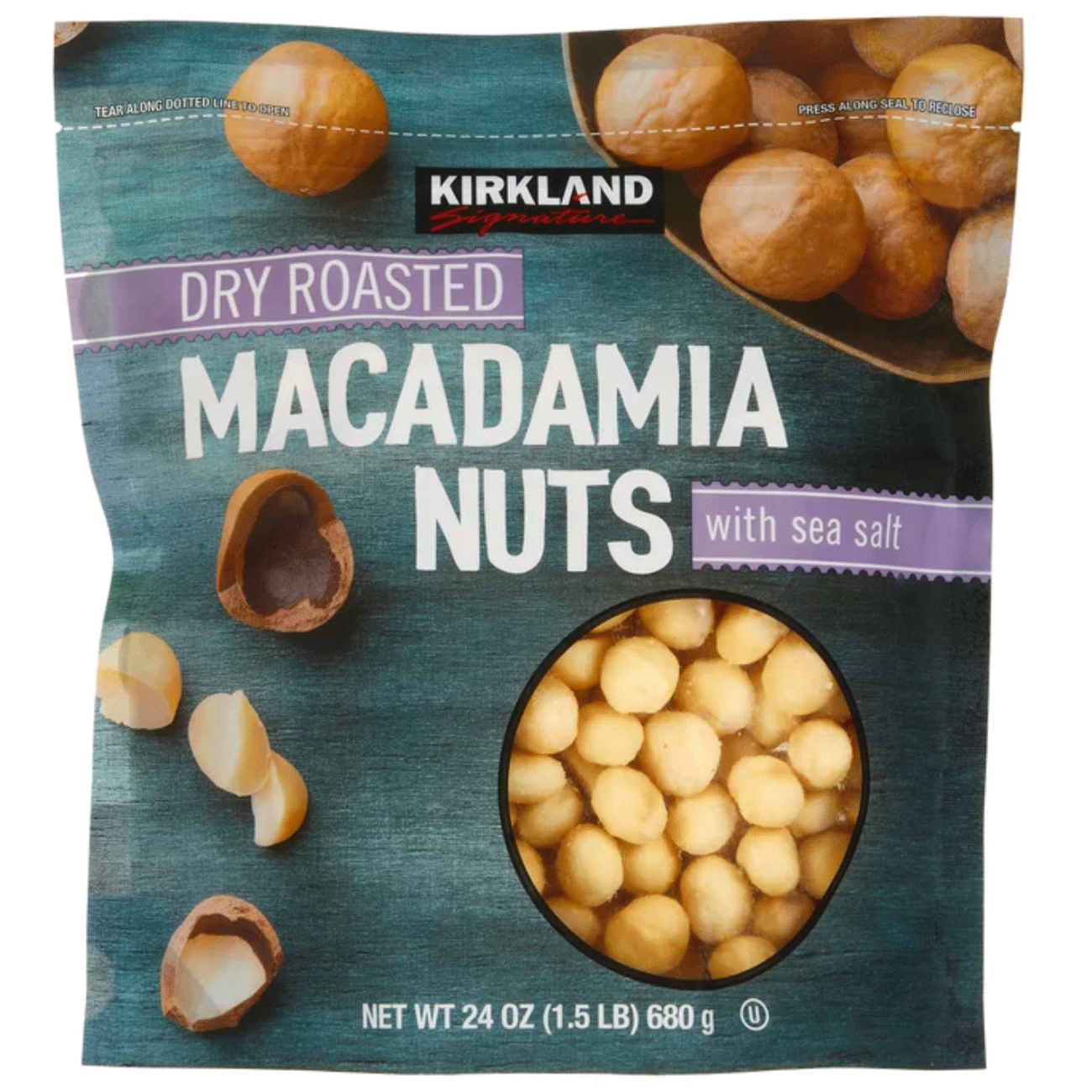 Kirkland Signature Dry Roasted Macadamia Nuts - 24 oz (1.5 lbs) / (680 g)