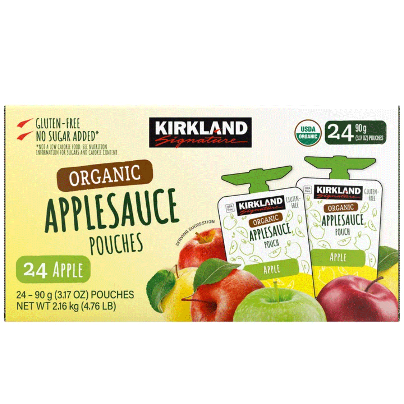 Kirkland Signature, Organic Applesauce - 3.17 oz (90 g) - 24 Pouches