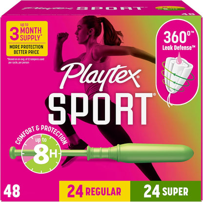 Playtex 플레이텍스 스포츠 탐폰 멀티팩 — 360° 보호, 혼합 흡수력
