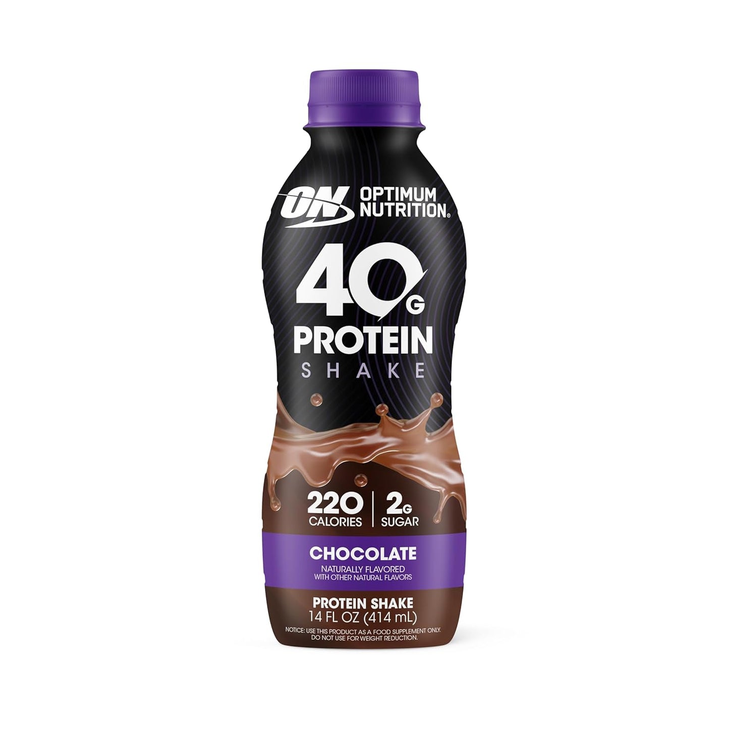 Optimum Nutrition 40g Protein Shake — 14 fl oz (414mL) × 12 Bottles