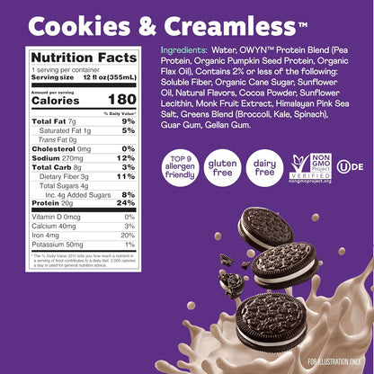 OWYN Plant Based Protein Shake — 12 fl oz (355mL) × 12 Bottles
