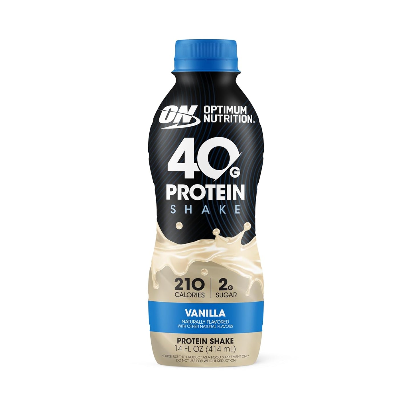 Optimum Nutrition 40g Protein Shake — 14 fl oz (414mL) × 12 Bottles
