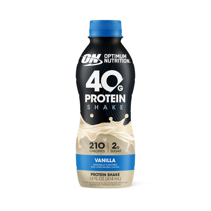 Optimum Nutrition 40g Protein Shake — 14 fl oz (414mL) × 12 Bottles