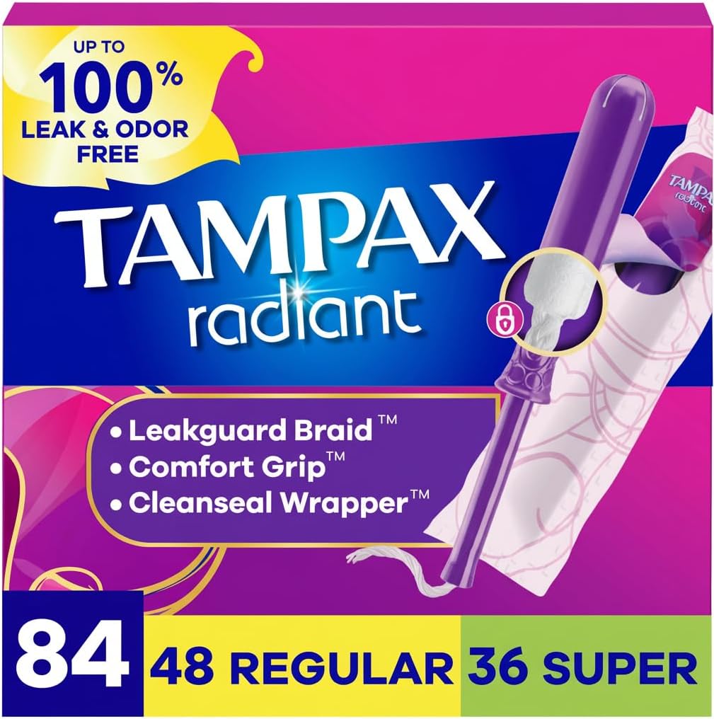 Tampax 탐팩스 라디언트 탐폰 — Flex-Foam 어플리케이터, FlexiShield 상단