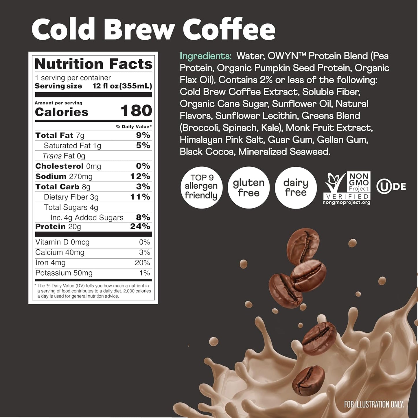 OWYN Plant Based Protein Shake — 12 fl oz (355mL) × 12 Bottles
