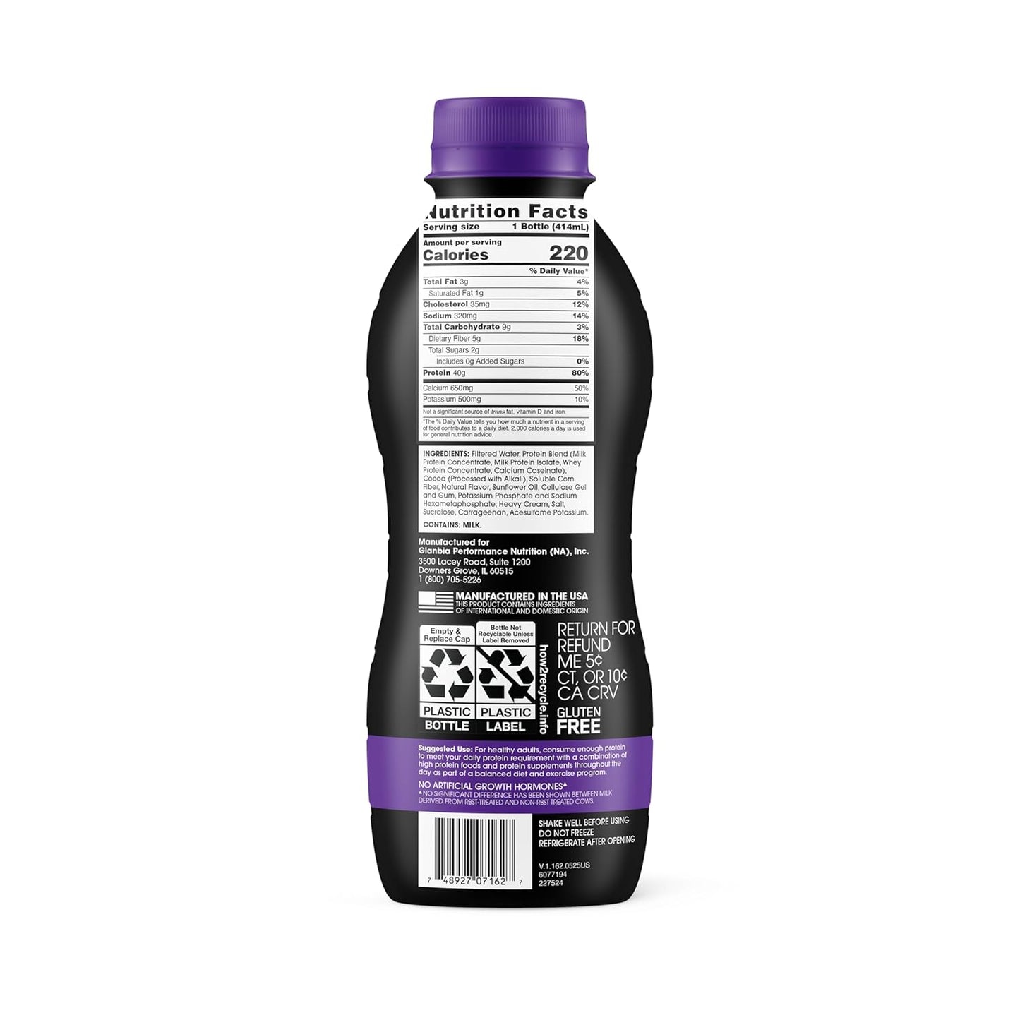 Optimum Nutrition 40g Protein Shake — 14 fl oz (414mL) × 12 Bottles