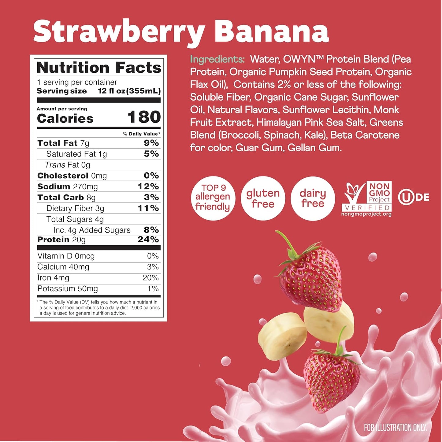 OWYN Plant Based Protein Shake — 12 fl oz (355mL) × 12 Bottles