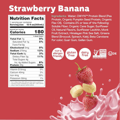 OWYN Plant Based Protein Shake — 12 fl oz (355mL) × 12 Bottles