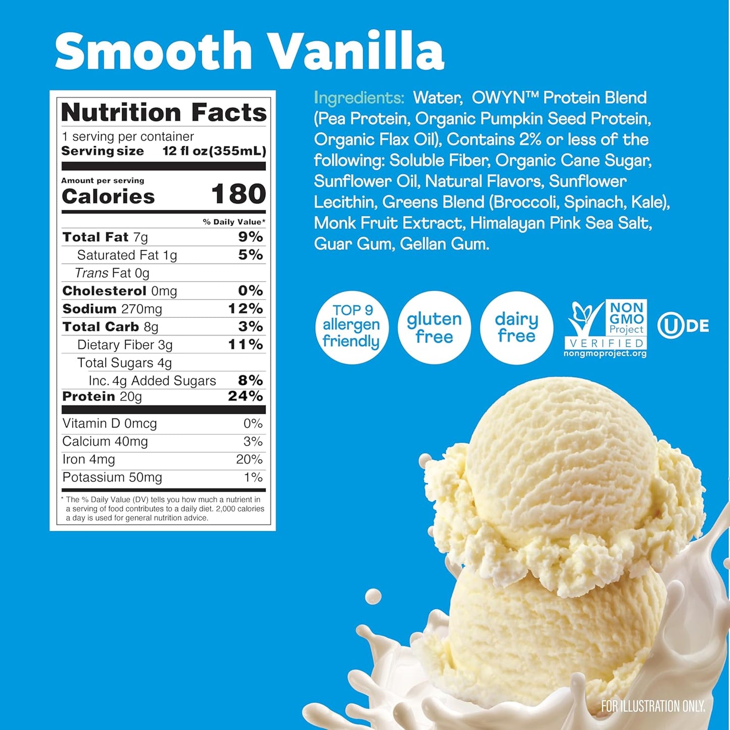 OWYN Plant Based Protein Shake — 12 fl oz (355mL) × 12 Bottles