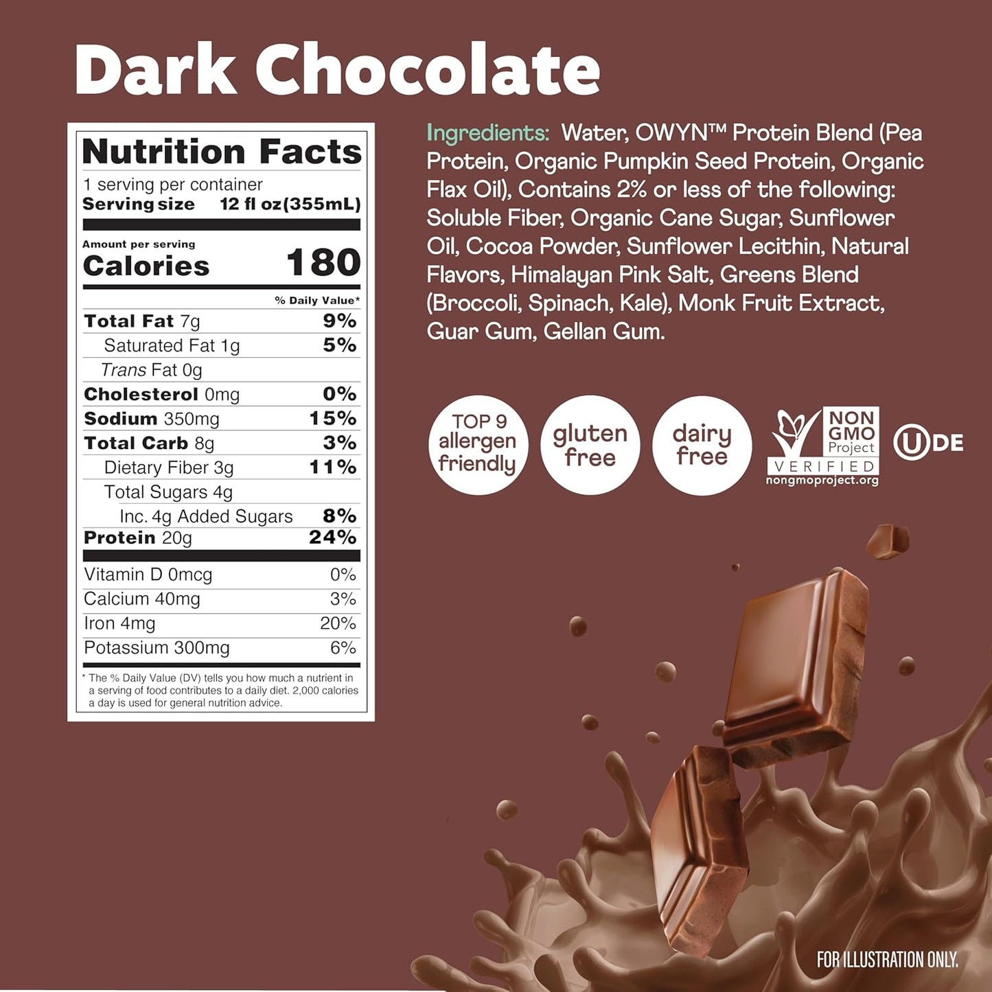 OWYN Plant Based Protein Shake — 12 fl oz (355mL) × 12 Bottles