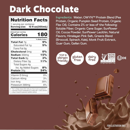 OWYN Plant Based Protein Shake — 12 fl oz (355mL) × 12 Bottles