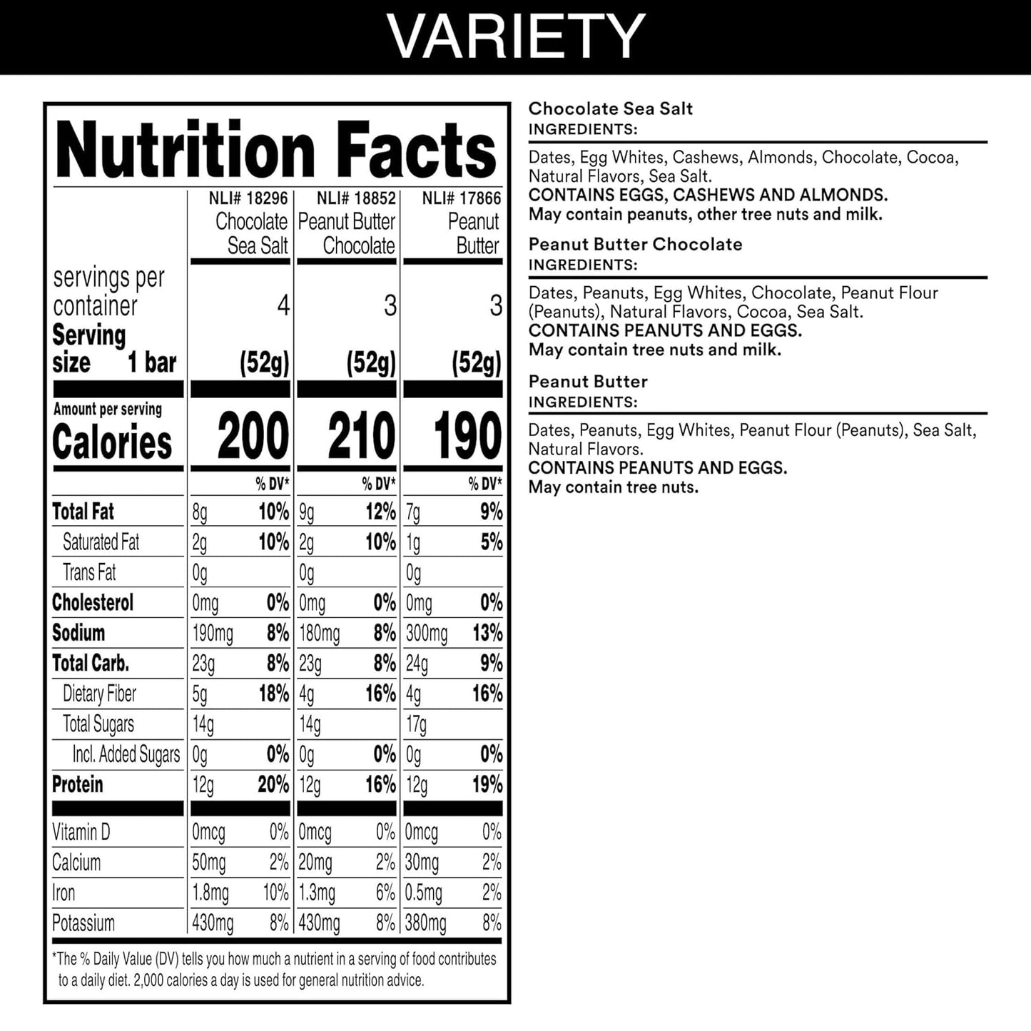 RXBAR Protein Bar — 1.83 oz (52g) × 10 Bars