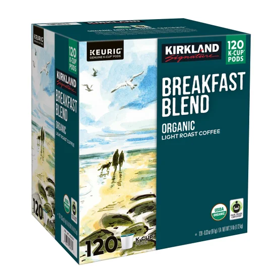Kirkland Signature Coffee Organic Breakfast Blend K-Cup Pod - 120 K-Cup Pods