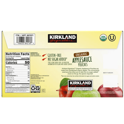 Kirkland Signature, Organic Applesauce - 3.17 oz (90 g) - 24 Pouches