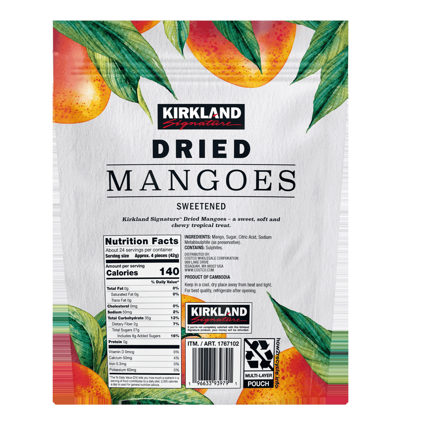 Kirkland Signature Dried Mangoes, Sweetened - 35 oz / (992 g)