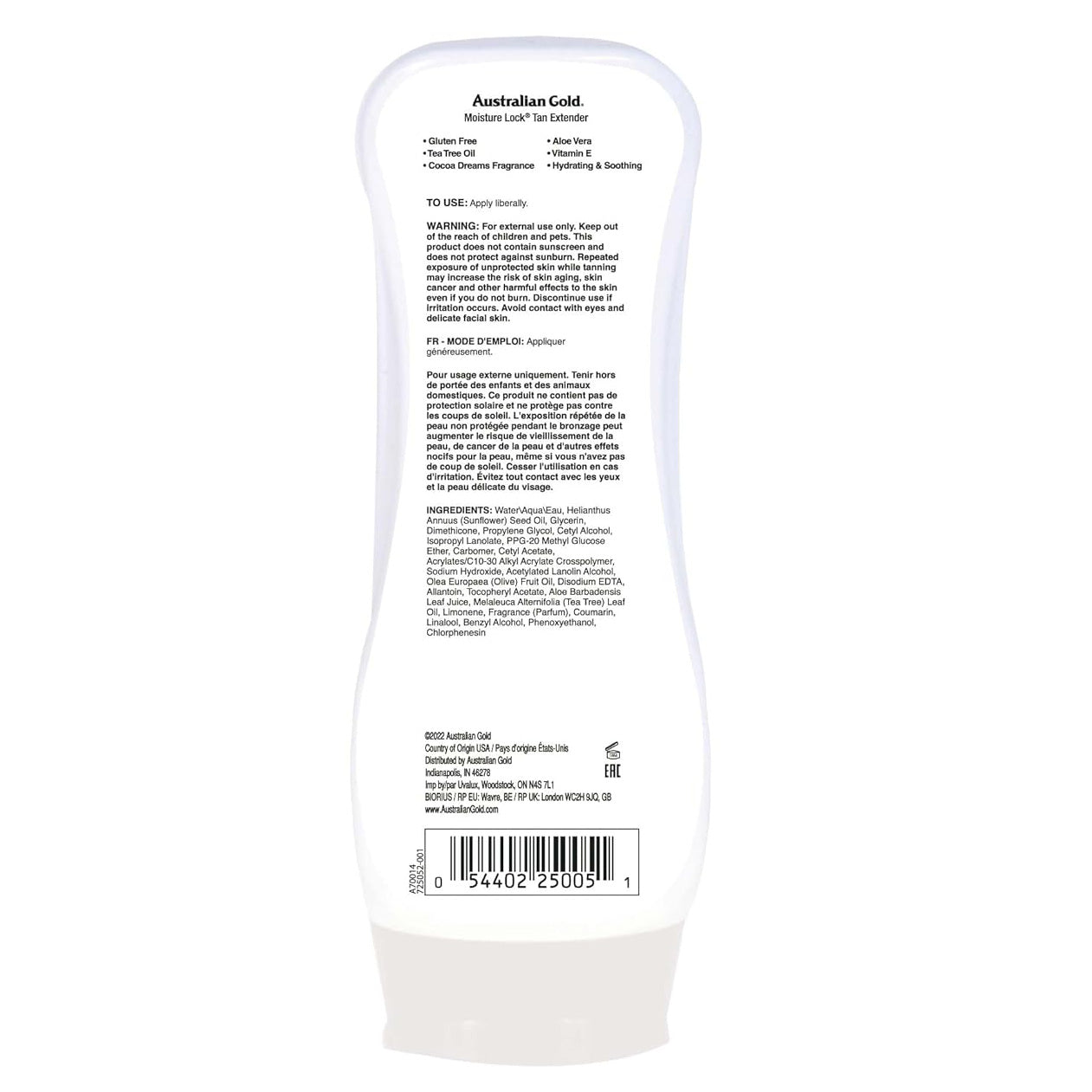 오스트레일리안 골드 모이스처 락 탠 익스텐더 보습 로션 - 8 fl oz (237 mL)