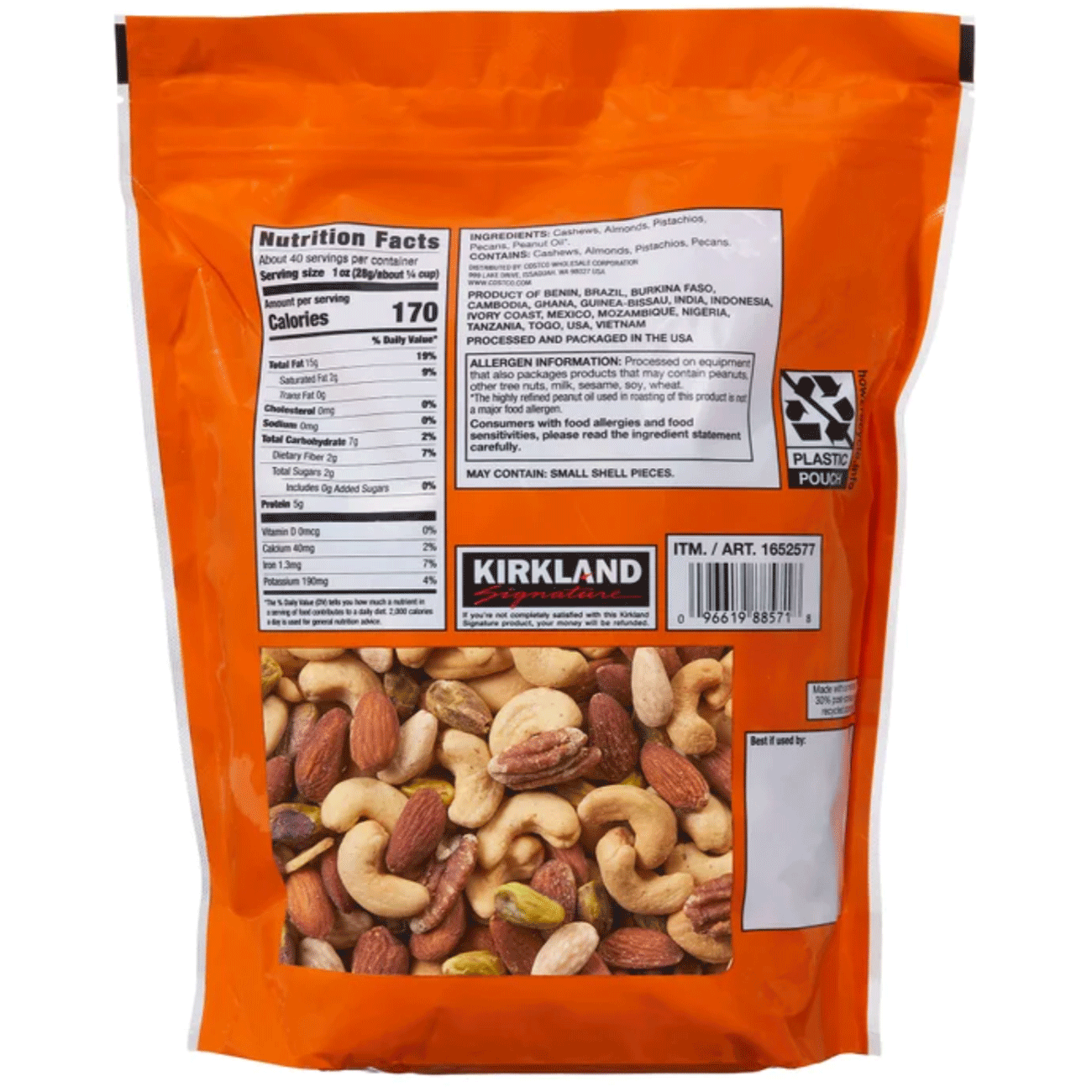Kirkland Signature Extra Fancy Mixed Nuts, Unsalted - 40 oz (2.5 lbs) / (1.13 kg)