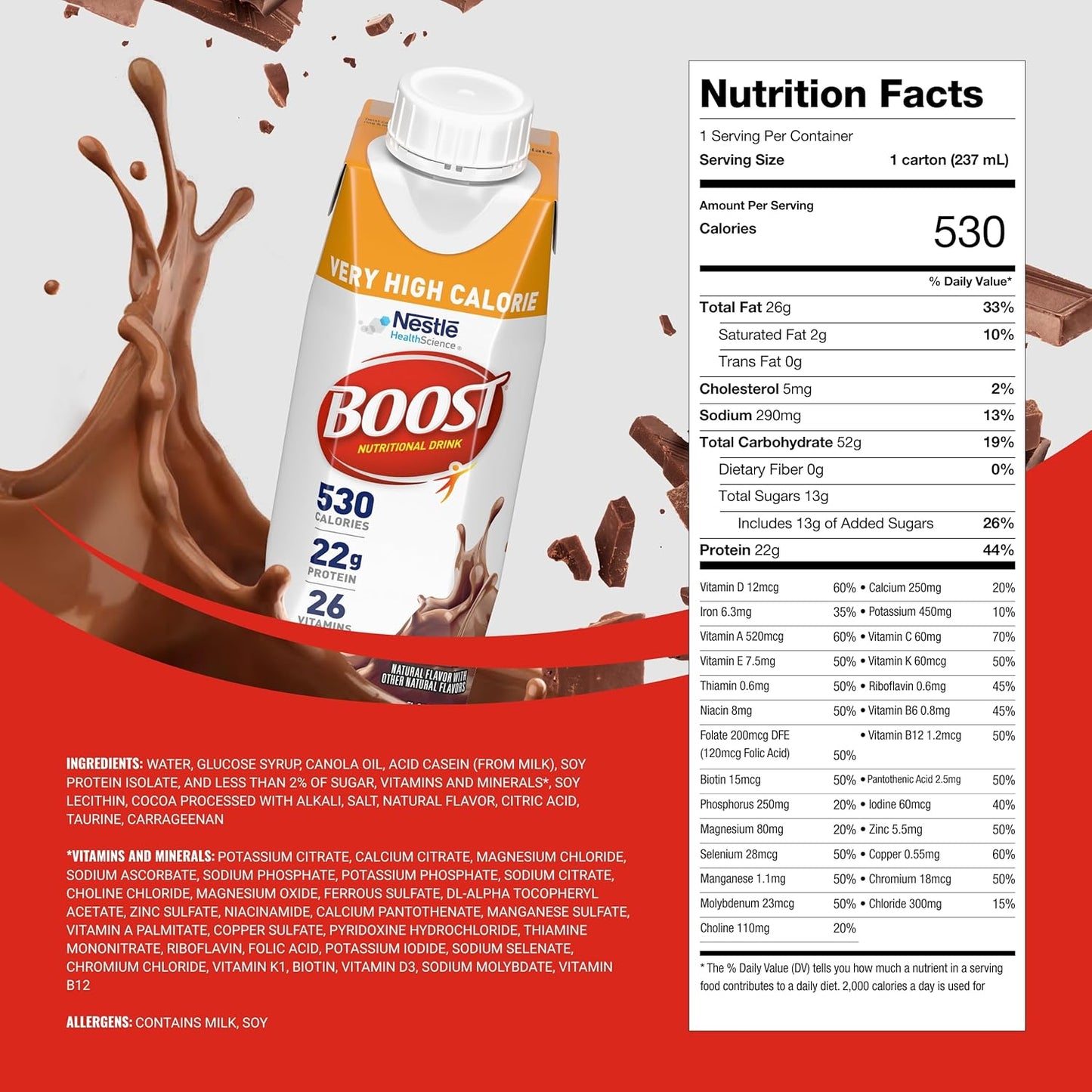 BOOST Very High Calorie Nutritional Drink — 8 fl oz (237mL) × 24 Bottles