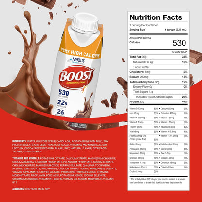 BOOST Very High Calorie Nutritional Drink — 8 fl oz (237mL) × 24 Bottles