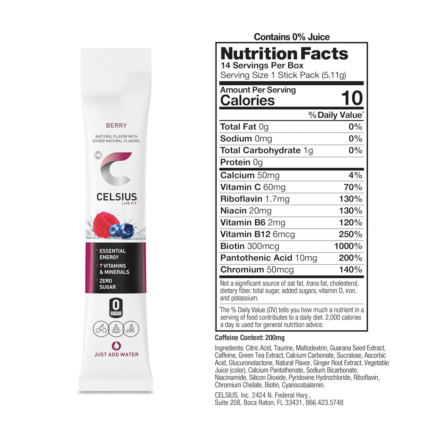 Celsius On-The-Go Powder Sticks — 14 Sticks per Pack