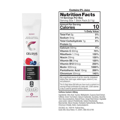 Celsius On-The-Go Powder Sticks — 14 Sticks per Pack