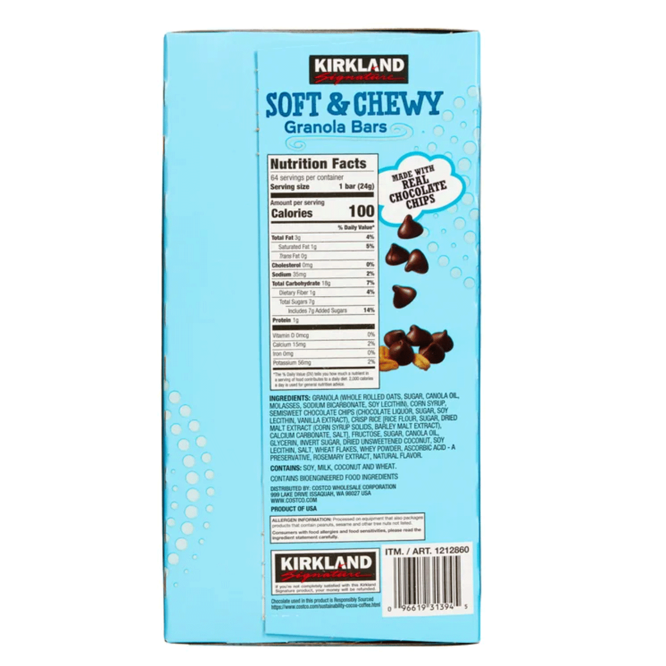 Kirkland Signature Soft & Chewy Granola Bars - 0.85 oz (24 g) - 64 Bars