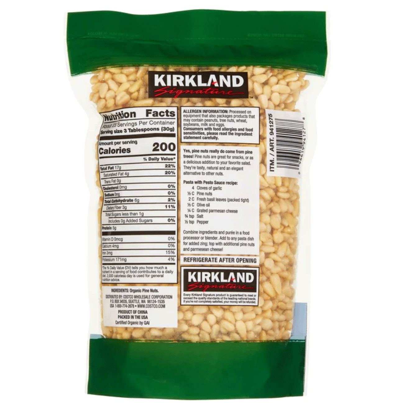 Kirkland Signature Organic Pine Nuts - 1.5 lbs / (680 g)