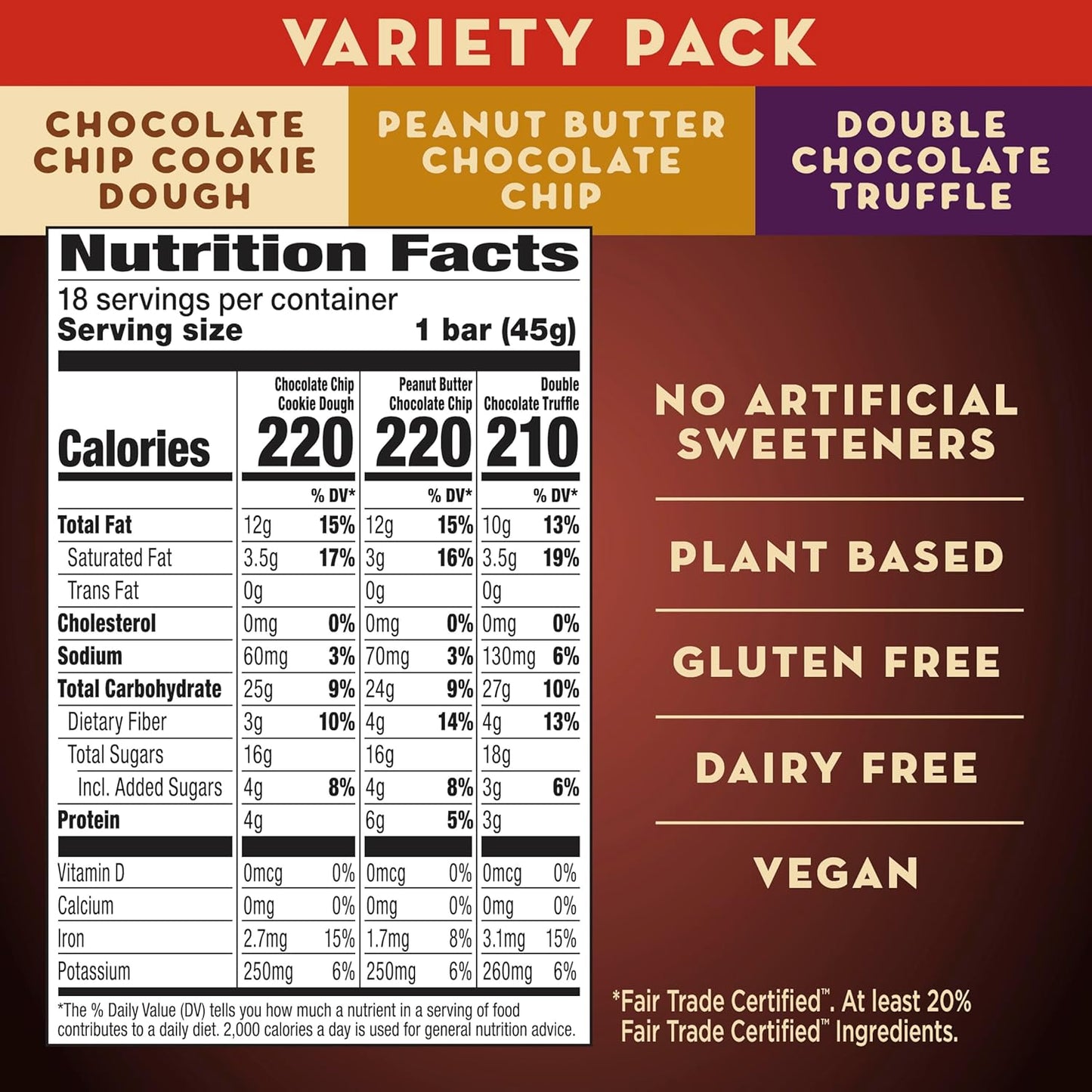 Larabar 라라바 과일 견과 바 — 버라이어티 팩, 45g (1.6 oz) × 18바