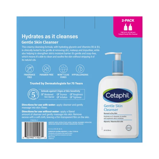 Cetaphil 세타필 젠틀 스킨 클렌저 — 비누 성분 무함유, 무향 민감성 피부용