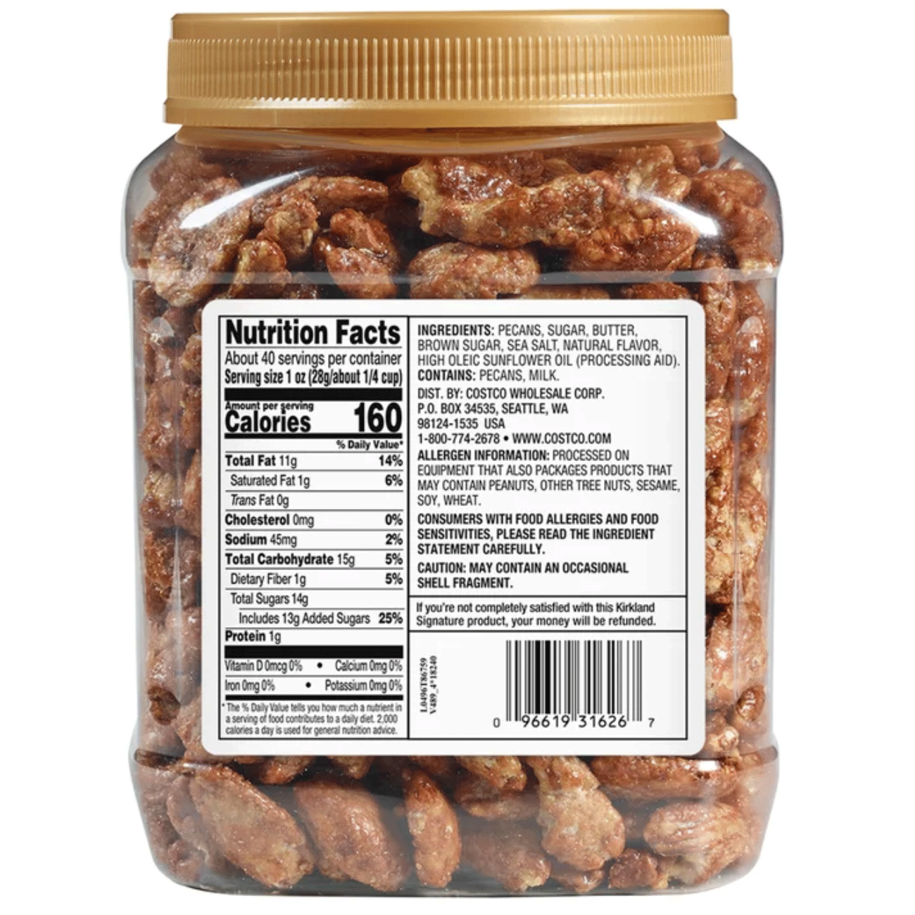 Kirkland Signature Praline Pecans - 40 oz (2.5 lbs) / (1.13 kg)