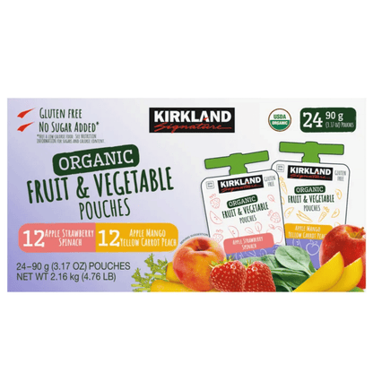 Kirkland Signature, Organic Fruit and Vegetable Pouches, Variety Pack - 3.17 oz (90 g) - 24 Pouches