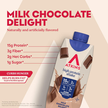 Atkins High Protein Shake — 11 fl oz (325mL) × 12 Bottles