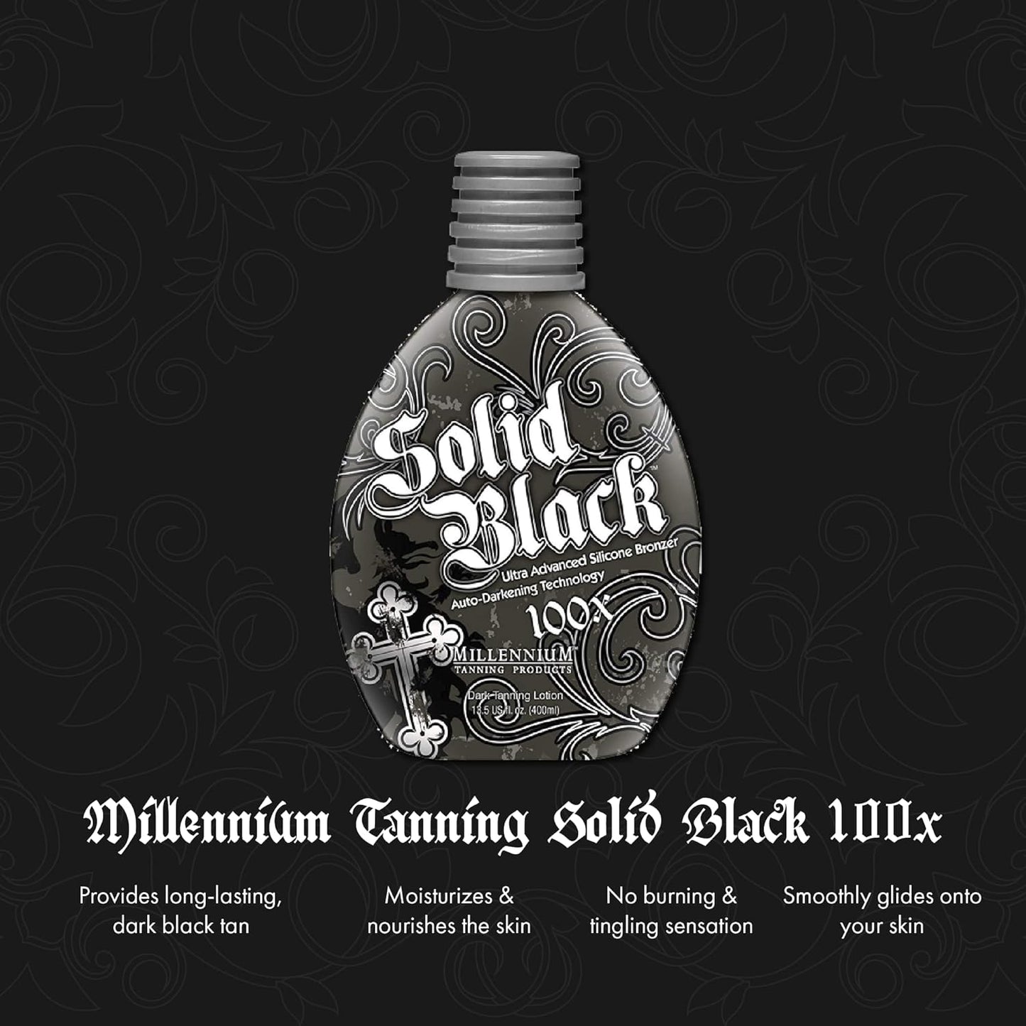 Millennium Tanning 밀레니엄 태닝 솔리드 블랙 100X — 자동 다크닝 실리콘 브론저