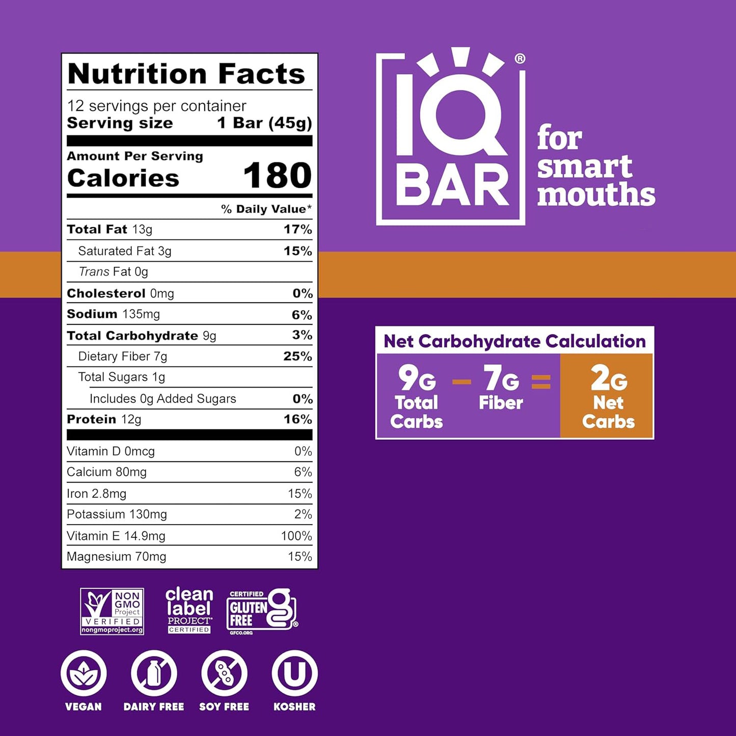 IQBar Protein & Brain Bar — 12 Bars
