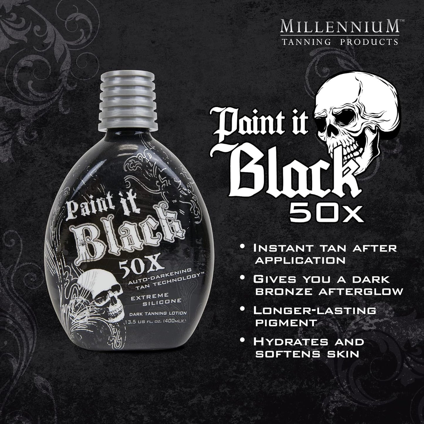 Millennium Tanning 밀레니엄 태닝 페인트 잇 블랙 50X — 입문용 이중 브론저 로션