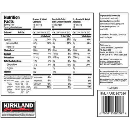 Kirkland Signature Variety Snacking Nuts, 1.6 oz (45 g) x 30 Bags