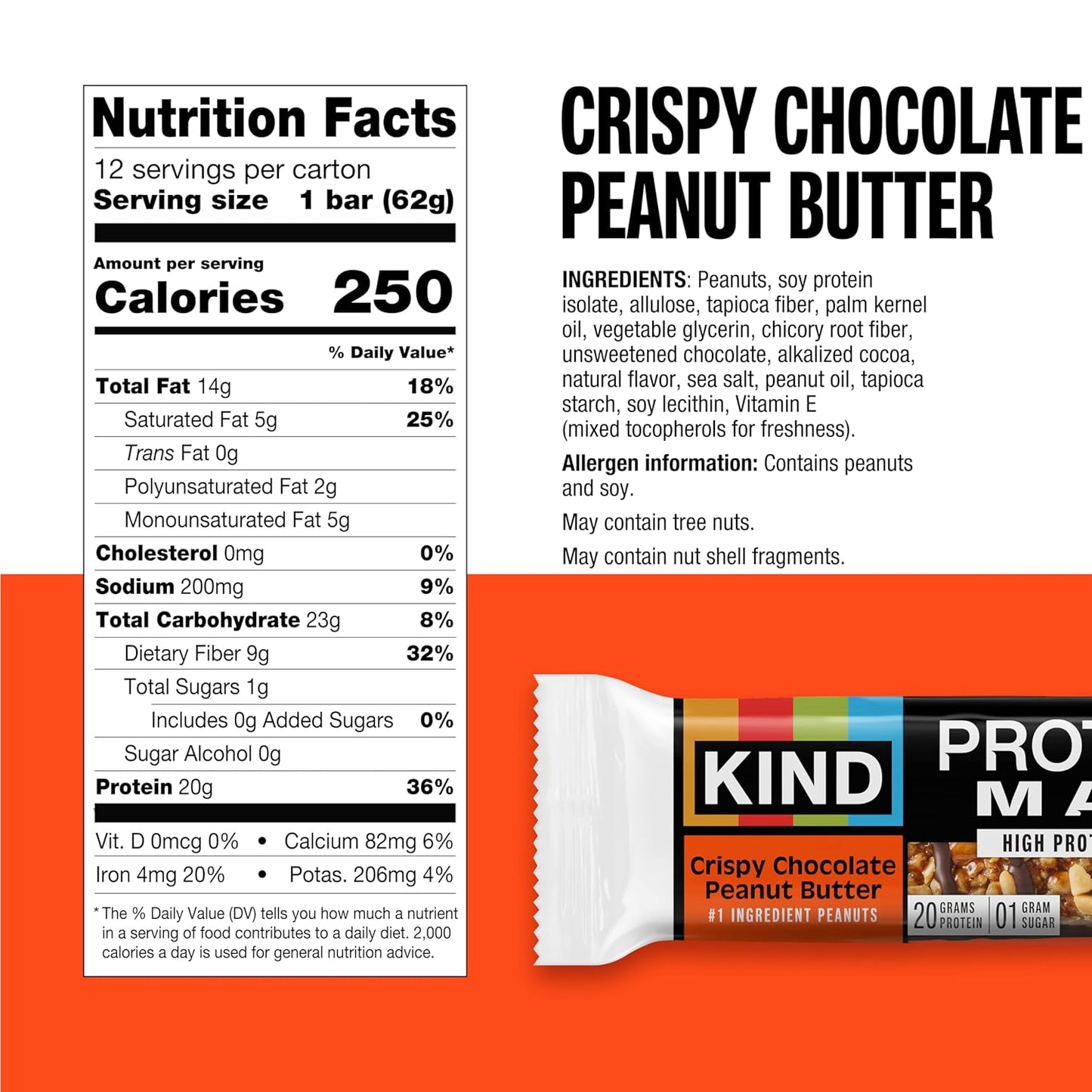 KIND Protein MAX Snack Bar — 2.12 oz (60g) × 12 Bars
