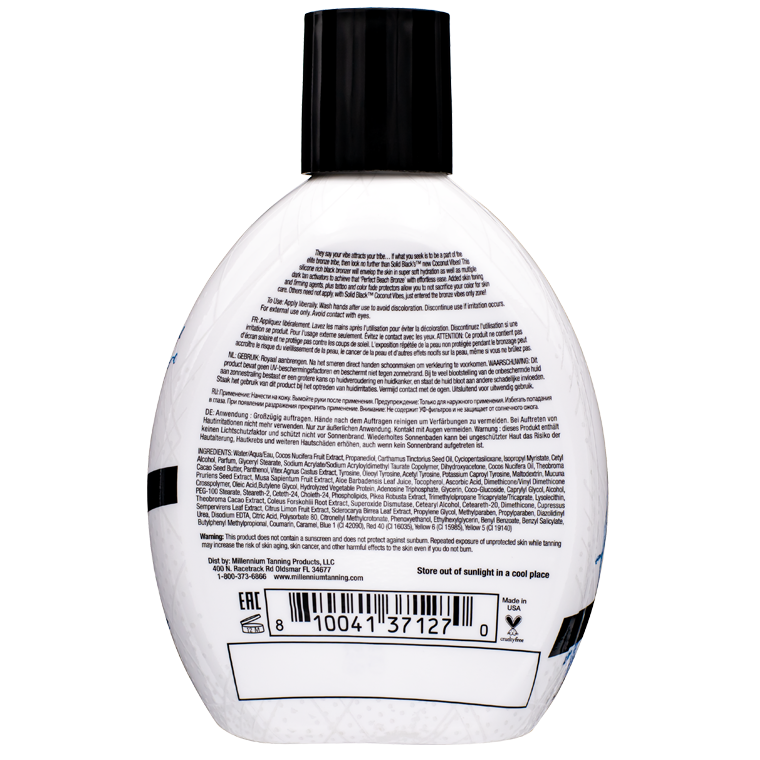 Millennium Tanning 밀레니엄 태닝 솔리드 블랙 코코넛 바이브 — 코코넛 오일 딥 브론저