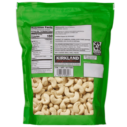 Kirkland Signature Organic Whole Cashews, Unsalted, Unroasted - 40 oz (2.5 lb) / 1.13kg