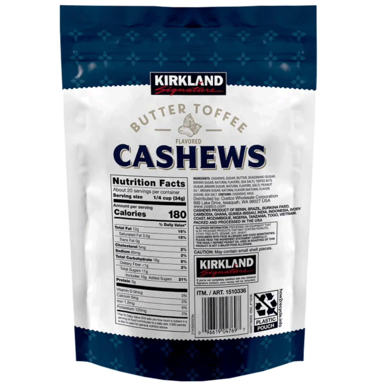 Kirkland Signature Butter Toffee Cashews - 24 oz (1 lb 8 oz) / (680 g)
